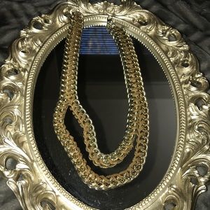 Big Tan & Gold Chain Necklace